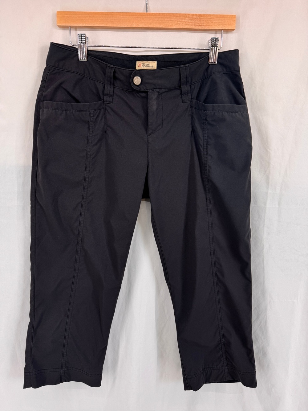 Royal Robbins Women’s Hiking Pants Black Size 8 Crop Stretch Nylon Capris Travel
